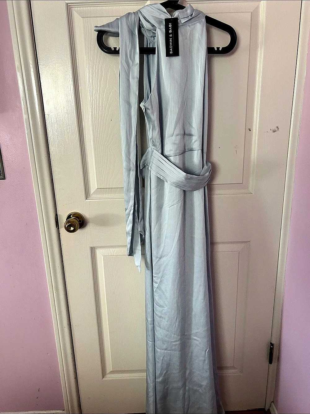 Sachin & Babi Kayla Gown Maxi Tie-Neck Blue Size 0